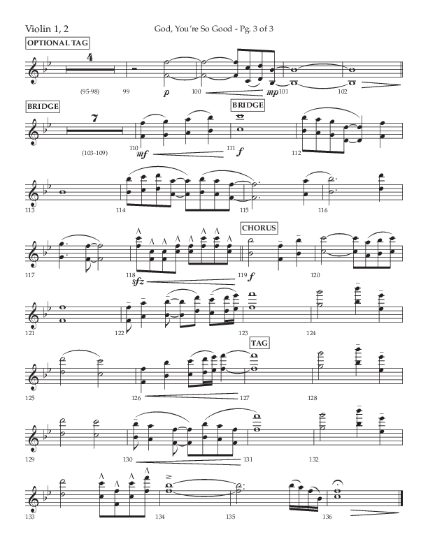 God You're So Good (Choral Anthem SATB) Violin 1/2 (Lifeway Choral / Arr. Cliff Duren)