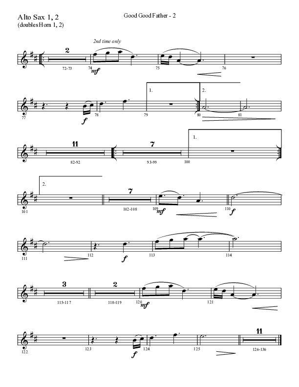 Good Good Father (Choral Anthem SATB) Alto Sax 1/2 (Lifeway Choral / Arr. Cliff Duren)