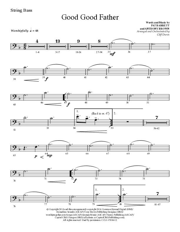 Good Good Father (Choral Anthem SATB) String Bass (Lifeway Choral / Arr. Cliff Duren)