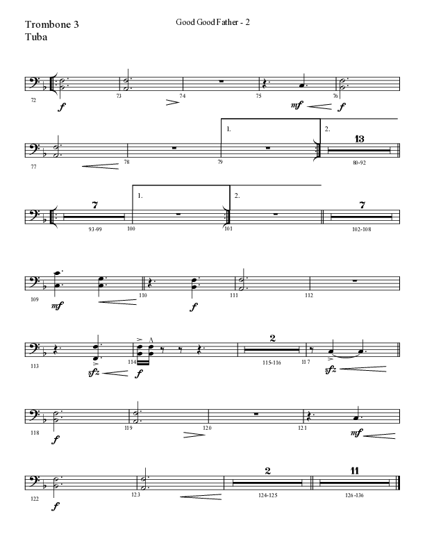 Good Good Father (Choral Anthem SATB) Trombone 3/Tuba (Lifeway Choral / Arr. Cliff Duren)