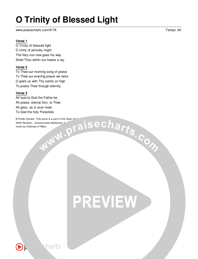 O Trinity of Blessed Light Lyrics (Traditional Hymn)