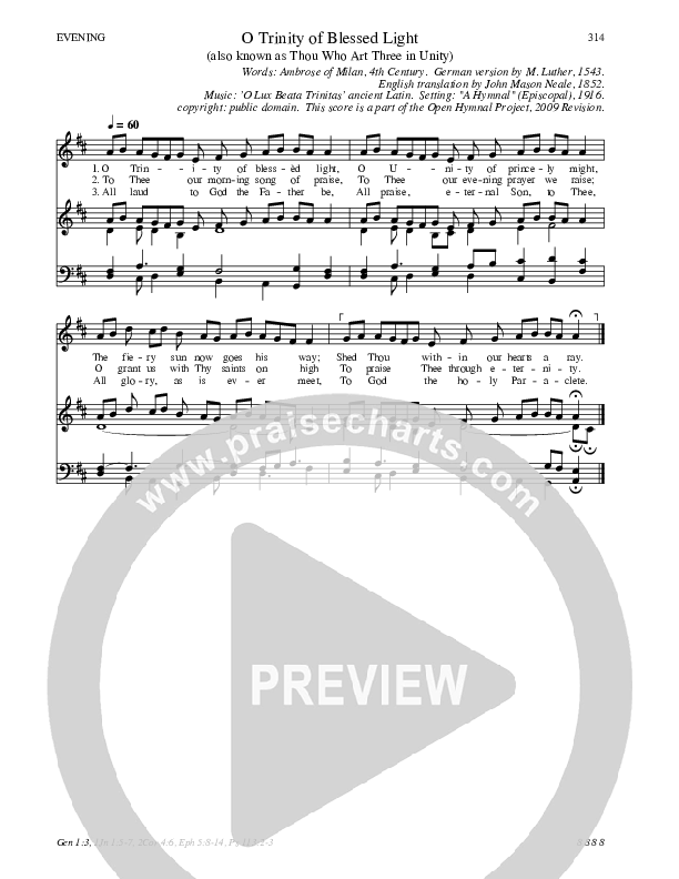 O Trinity of Blessed Light Hymn Sheet (SATB) (Traditional Hymn)