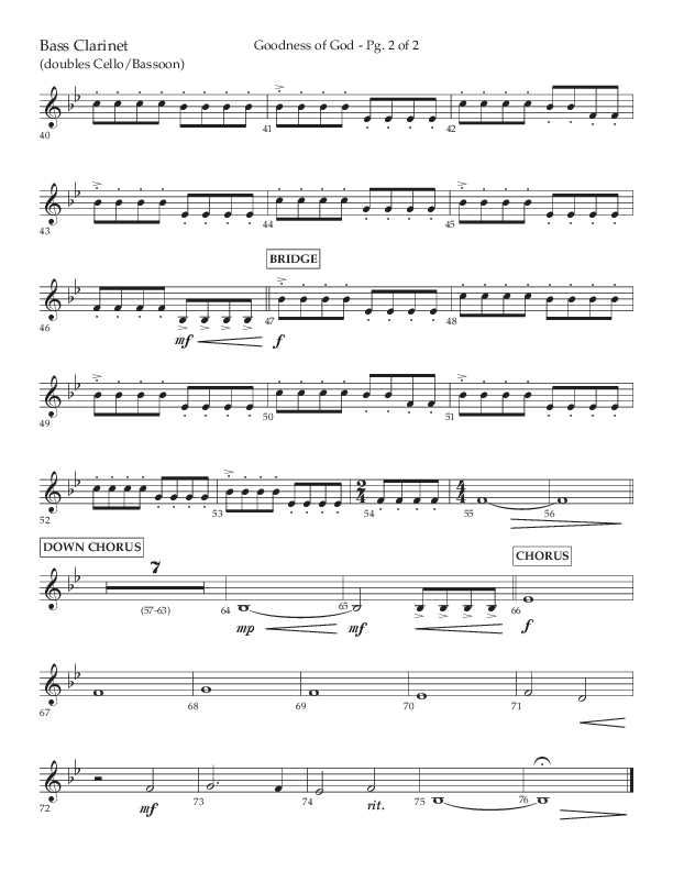 Goodness Of God (Choral Anthem SATB) Bass Clarinet (Lifeway Choral / Arr. Nick Robertson)