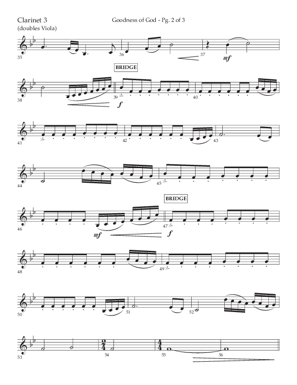 Goodness Of God (Choral Anthem SATB) Clarinet 3 (Lifeway Choral / Arr. Nick Robertson)