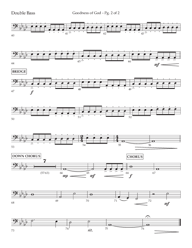 Goodness Of God (Choral Anthem SATB) Double Bass (Lifeway Choral / Arr. Nick Robertson)