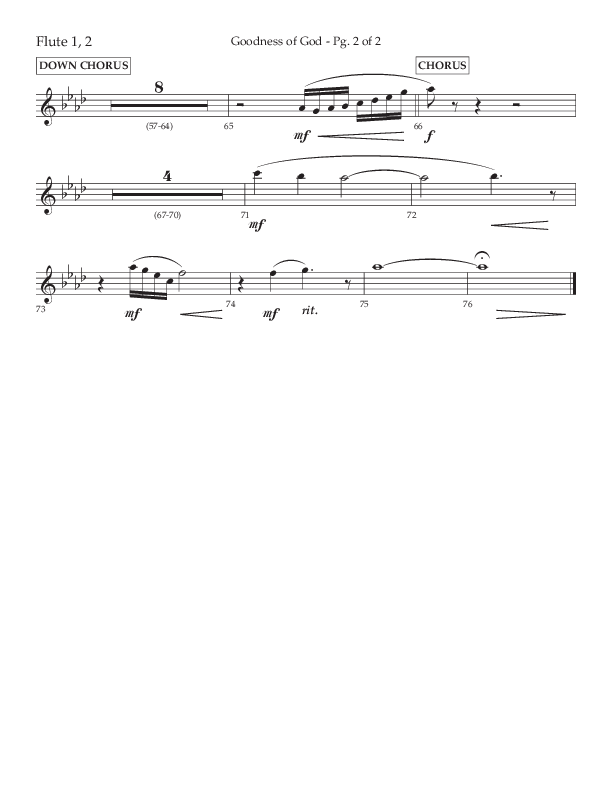 Goodness Of God (Choral Anthem SATB) Flute 1/2 (Lifeway Choral / Arr. Nick Robertson)