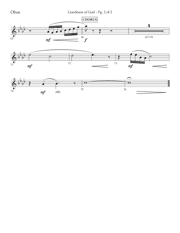 Goodness Of God (Choral Anthem SATB) Oboe (Lifeway Choral / Arr. Nick Robertson)