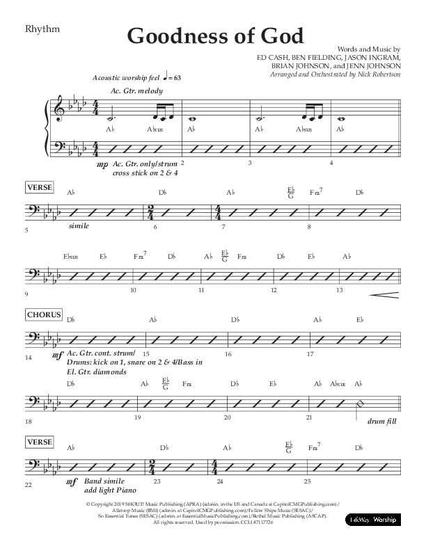 Goodness Of God (Choral Anthem SATB) Lead Melody & Rhythm (Lifeway Choral / Arr. Nick Robertson)