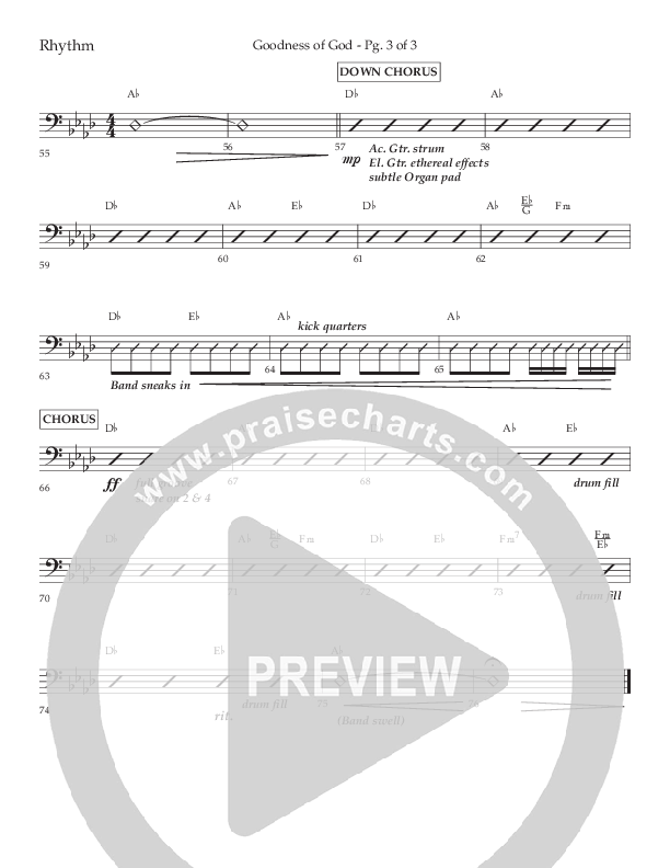 Goodness Of God (Choral Anthem SATB) Lead Melody & Rhythm (Lifeway Choral / Arr. Nick Robertson)