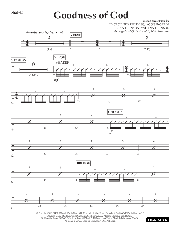 Goodness Of God (Choral Anthem SATB) Shaker (Lifeway Choral / Arr. Nick Robertson)