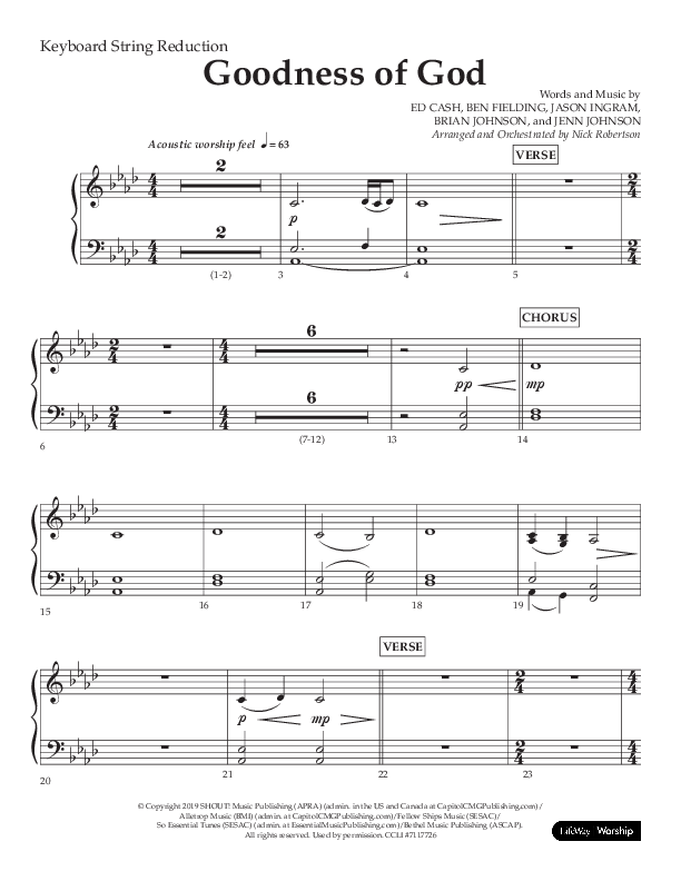 Goodness Of God (Choral Anthem SATB) String Reduction (Lifeway Choral / Arr. Nick Robertson)
