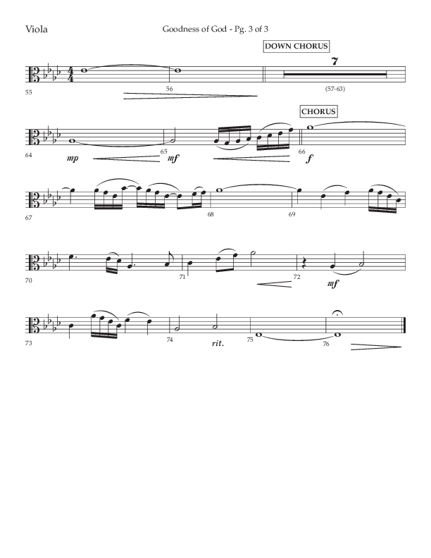 Goodness Of God (Choral Anthem SATB) Viola (Lifeway Choral / Arr. Nick Robertson)