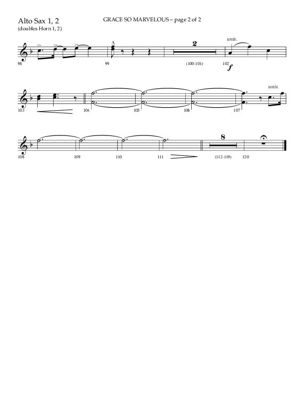 Grace So Marvelous (Choral Anthem SATB) Alto Sax 1/2 (Lifeway Choral / Arr. Phil Nitz)