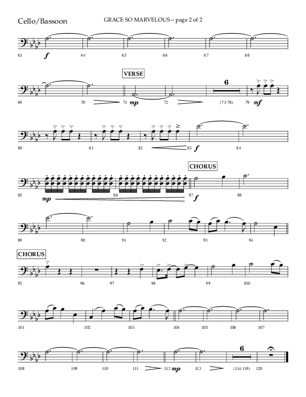 Grace So Marvelous (Choral Anthem SATB) Cello (Lifeway Choral / Arr. Phil Nitz)