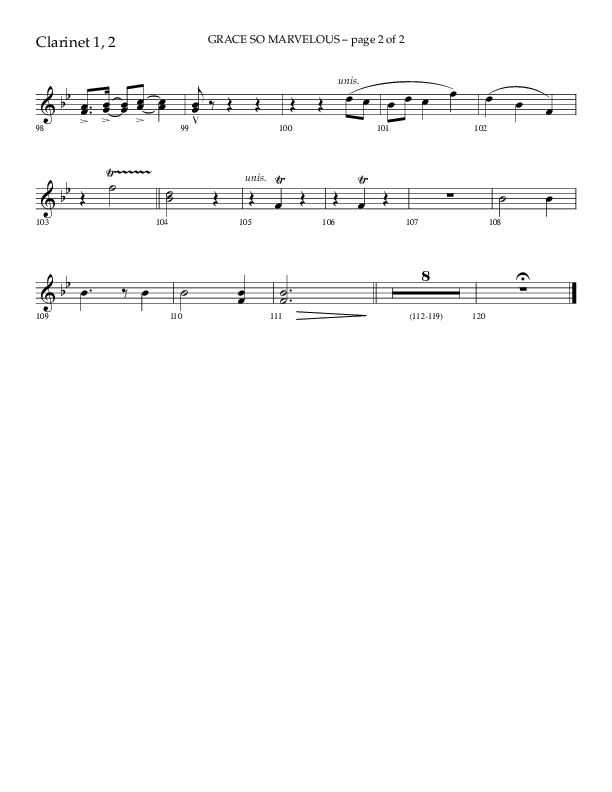 Grace So Marvelous (Choral Anthem SATB) Clarinet 1/2 (Lifeway Choral / Arr. Phil Nitz)