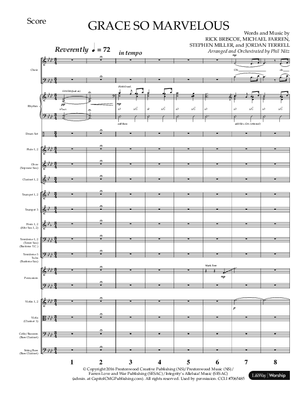 Grace So Marvelous (Choral Anthem SATB) Conductor's Score (Lifeway Choral / Arr. Phil Nitz)