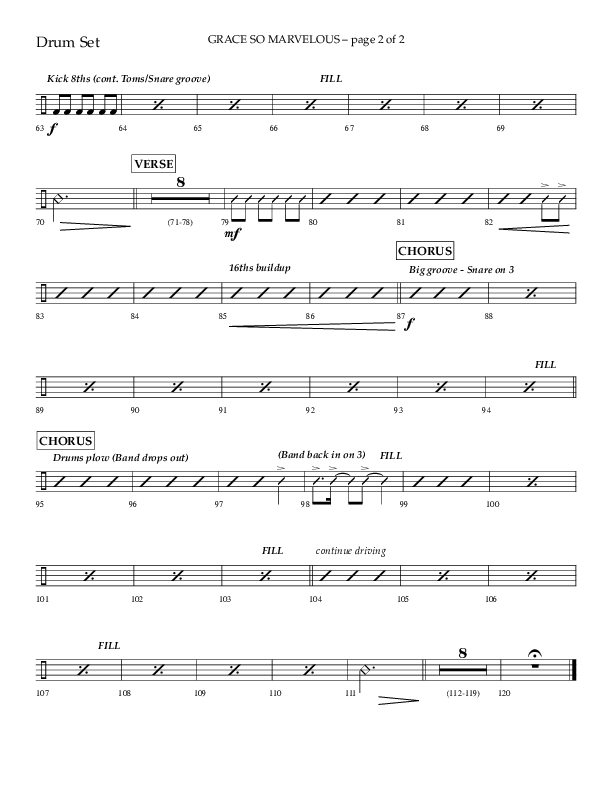 Grace So Marvelous (Choral Anthem SATB) Drum Set (Lifeway Choral / Arr. Phil Nitz)