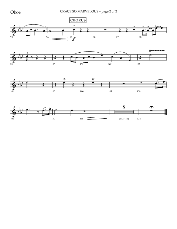 Grace So Marvelous (Choral Anthem SATB) Oboe (Lifeway Choral / Arr. Phil Nitz)