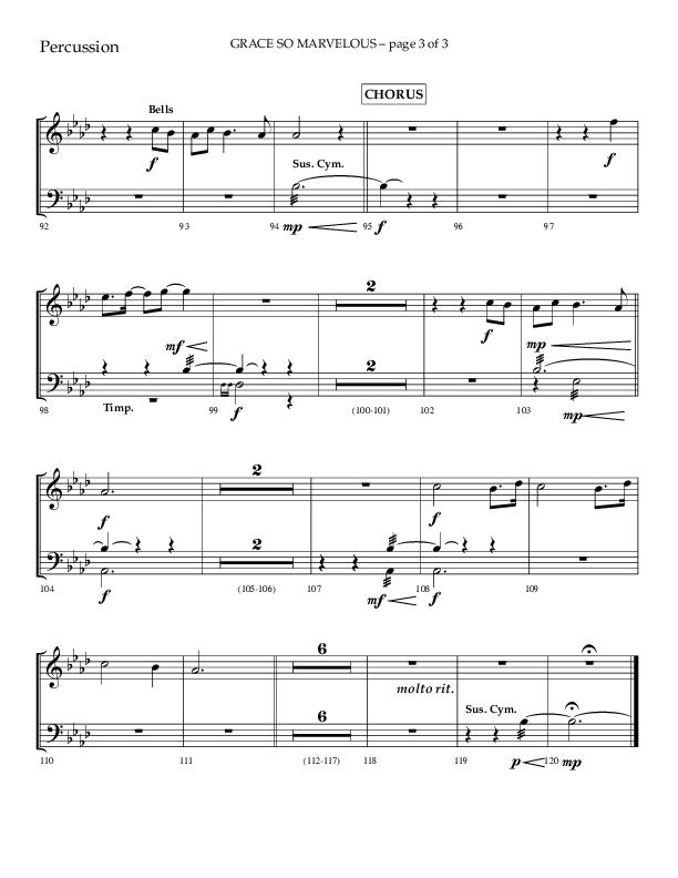 Grace So Marvelous (Choral Anthem SATB) Percussion (Lifeway Choral / Arr. Phil Nitz)
