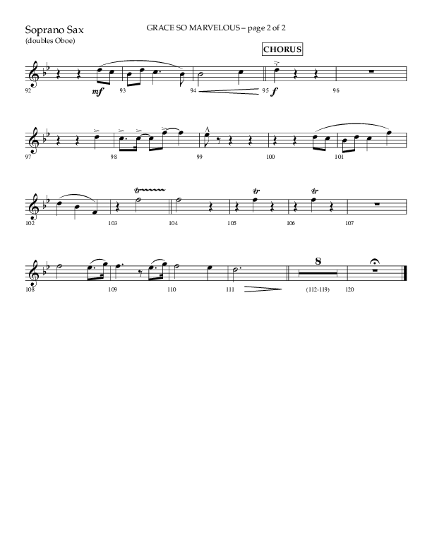 Grace So Marvelous (Choral Anthem SATB) Soprano Sax (Lifeway Choral / Arr. Phil Nitz)