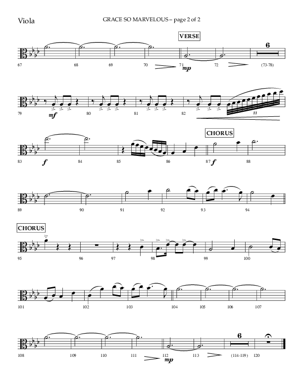 Grace So Marvelous (Choral Anthem SATB) Viola (Lifeway Choral / Arr. Phil Nitz)