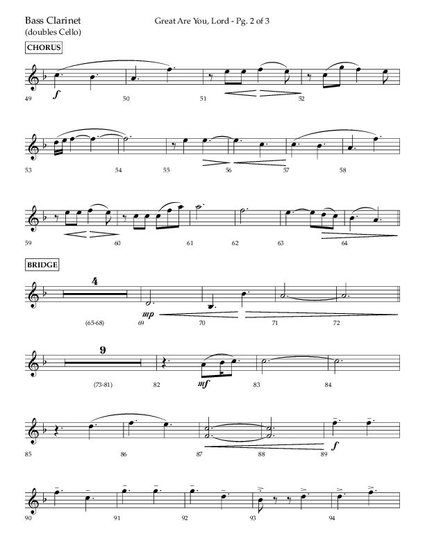 Great Are You Lord (Choral Anthem SATB) Bass Clarinet (Lifeway Choral / Arr. Danny Mitchell)