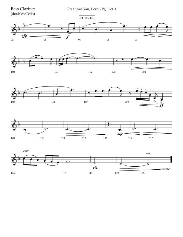 Great Are You Lord (Choral Anthem SATB) Bass Clarinet (Lifeway Choral / Arr. Danny Mitchell)