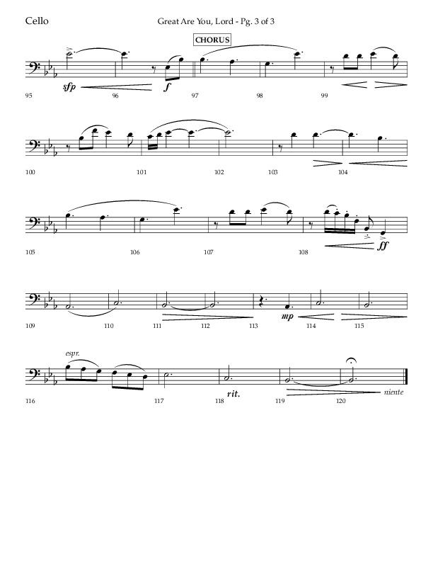 Great Are You Lord (Choral Anthem SATB) Cello (Lifeway Choral / Arr. Danny Mitchell)