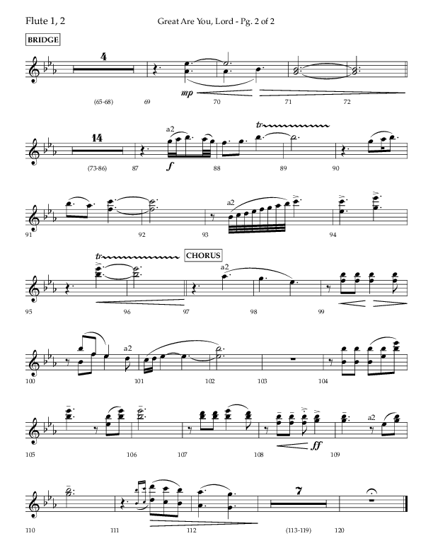Great Are You Lord (Choral Anthem SATB) Flute 1/2 (Lifeway Choral / Arr. Danny Mitchell)