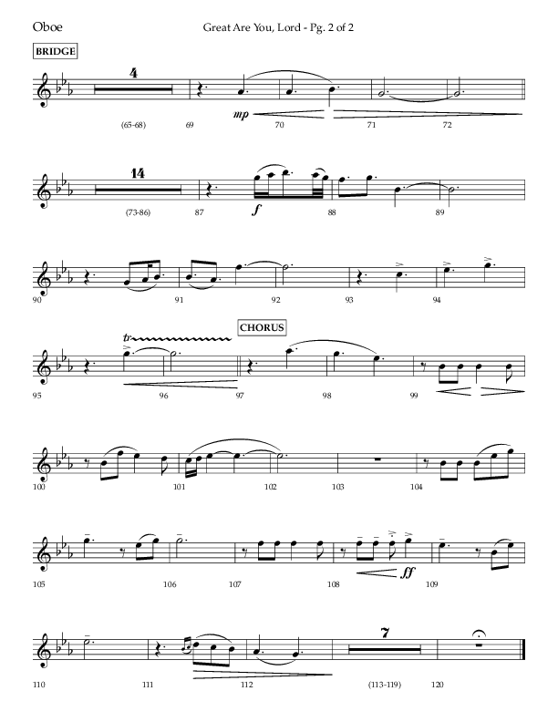 Great Are You Lord (Choral Anthem SATB) Oboe (Lifeway Choral / Arr. Danny Mitchell)