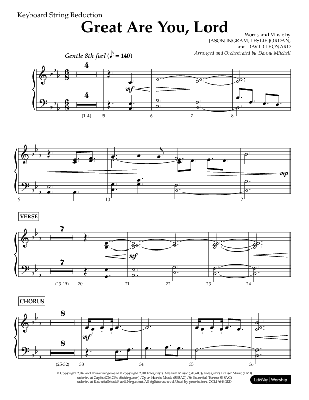 Great Are You Lord (Choral Anthem SATB) String Reduction (Lifeway Choral / Arr. Danny Mitchell)