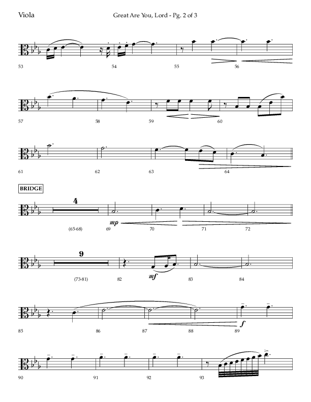 Great Are You Lord (Choral Anthem SATB) Viola (Lifeway Choral / Arr. Danny Mitchell)