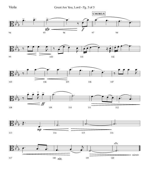 Great Are You Lord (Choral Anthem SATB) Viola (Lifeway Choral / Arr. Danny Mitchell)