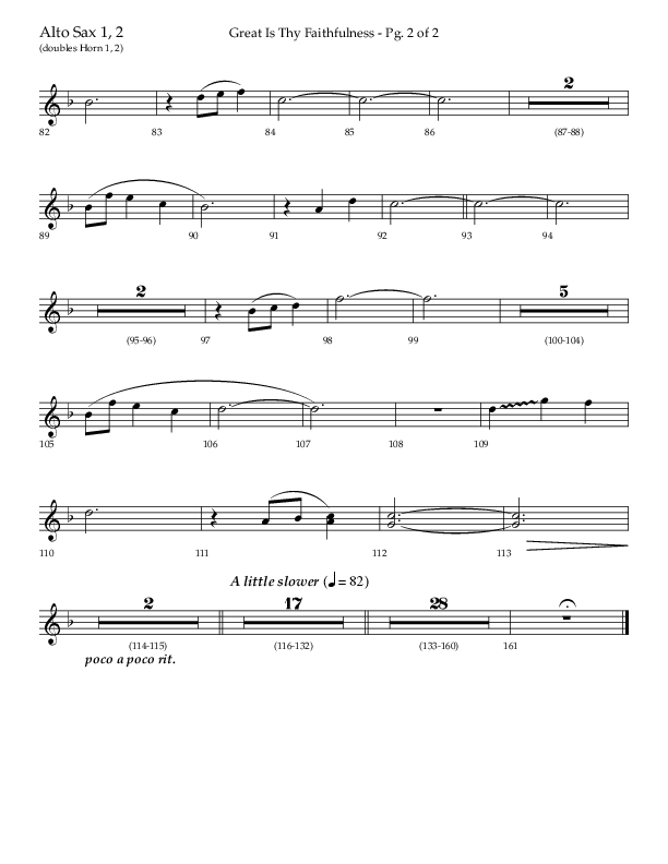 Great Is Thy Faithfulness (Beginning To End) (Choral Anthem SATB) Alto Sax 1/2 (Lifeway Choral / Orch. Danny Zaloudik / Arr. Craig Adams / Arr. Ken Barker / Arr. Danny Zaloudik)