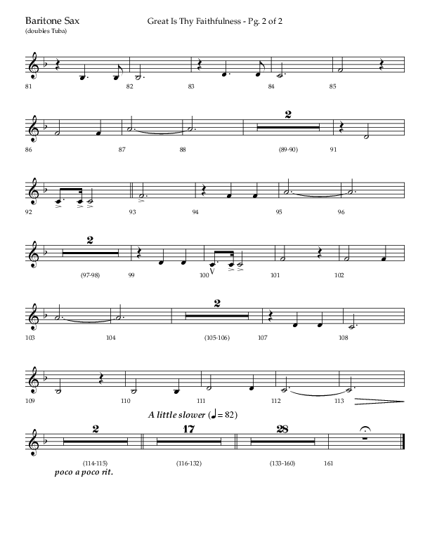 Great Is Thy Faithfulness (Beginning To End) (Choral Anthem SATB) Bari Sax (Lifeway Choral / Orch. Danny Zaloudik / Arr. Craig Adams / Arr. Ken Barker / Arr. Danny Zaloudik)