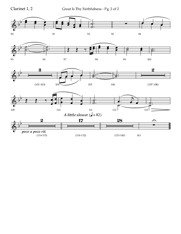 Great Is Thy Faithfulness (Beginning To End) (Choral Anthem SATB) Clarinet 1/2 (Lifeway Choral / Orch. Danny Zaloudik / Arr. Craig Adams / Arr. Ken Barker / Arr. Danny Zaloudik)
