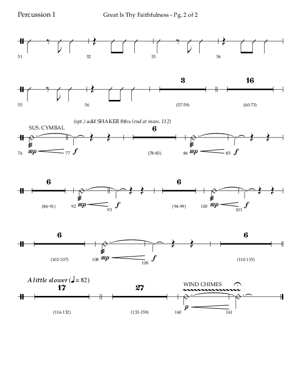 Great Is Thy Faithfulness (Beginning To End) (Choral Anthem SATB) Percussion 1/2 (Lifeway Choral / Orch. Danny Zaloudik / Arr. Craig Adams / Arr. Ken Barker / Arr. Danny Zaloudik)