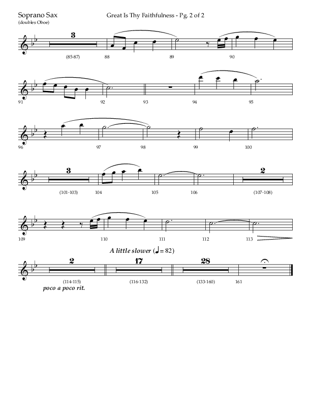 Great Is Thy Faithfulness (Beginning To End) (Choral Anthem SATB) Soprano Sax (Lifeway Choral / Orch. Danny Zaloudik / Arr. Craig Adams / Arr. Ken Barker / Arr. Danny Zaloudik)