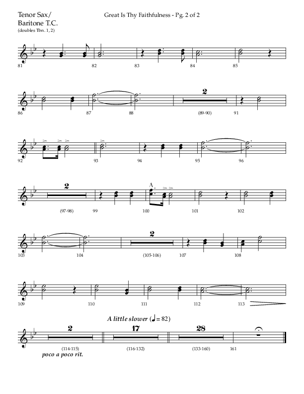 Great Is Thy Faithfulness (Beginning To End) (Choral Anthem SATB) Tenor Sax/Baritone T.C. (Lifeway Choral / Orch. Danny Zaloudik / Arr. Craig Adams / Arr. Ken Barker / Arr. Danny Zaloudik)
