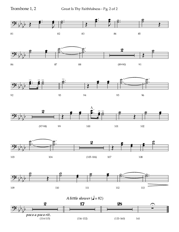 Great Is Thy Faithfulness (Beginning To End) (Choral Anthem SATB) Trombone 1/2 (Lifeway Choral / Orch. Danny Zaloudik / Arr. Craig Adams / Arr. Ken Barker / Arr. Danny Zaloudik)