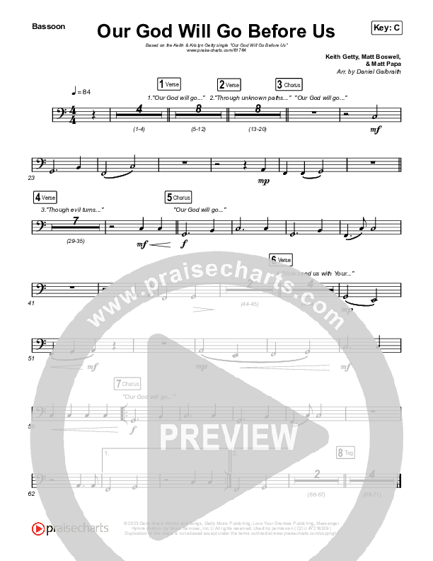 Our God Will Go Before Us Bassoon (Keith & Kristyn Getty / Matt Boswell / Matt Papa)