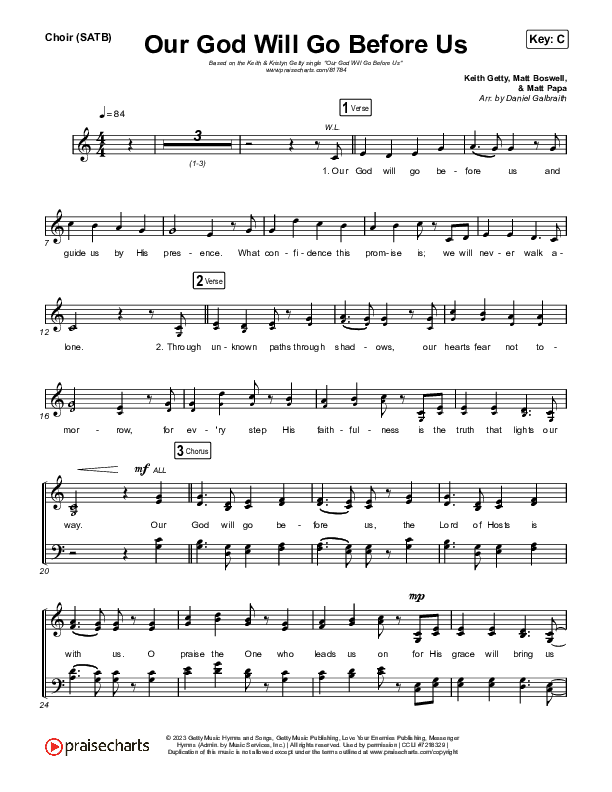 Our God Will Go Before Us Choir Sheet (SATB) (Keith & Kristyn Getty / Matt Boswell / Matt Papa)