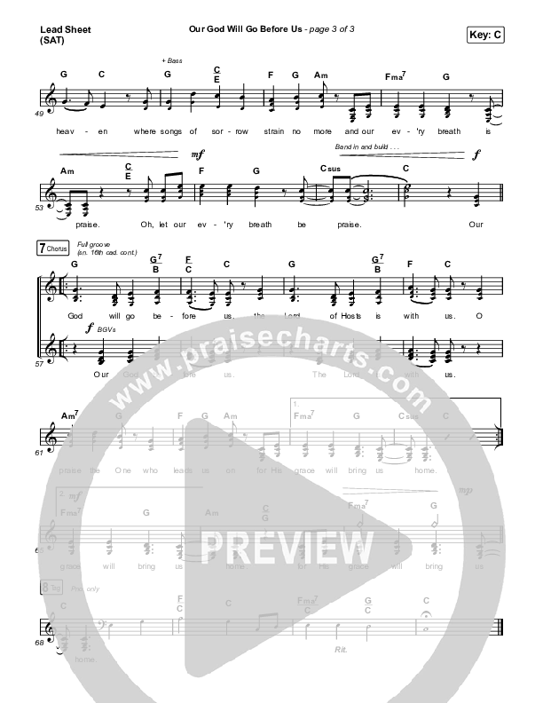 Our God Will Go Before Us Lead Sheet (SAT) (Keith & Kristyn Getty / Matt Boswell / Matt Papa)