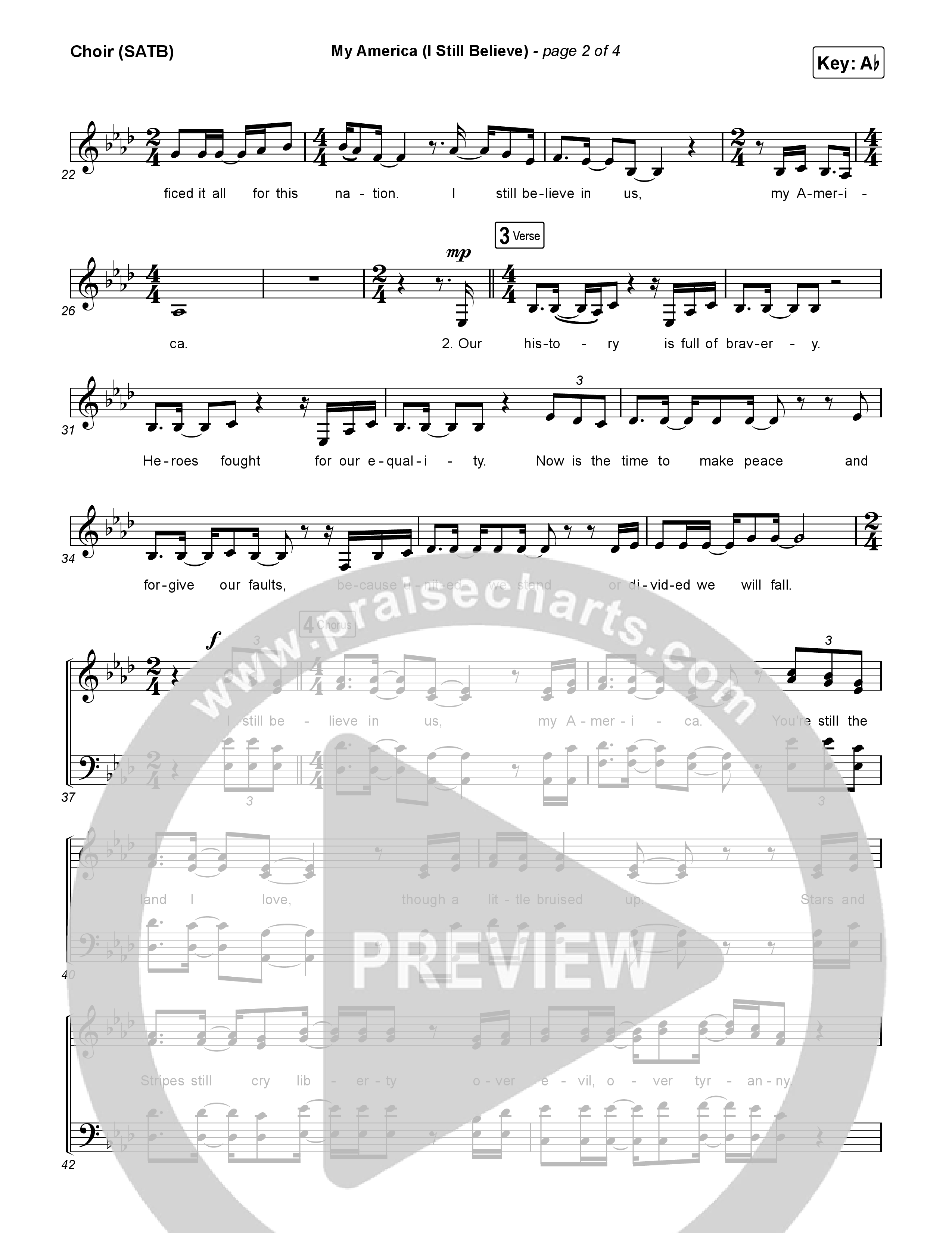 My America (I Still Believe) Choir Sheet (SATB) (Danny Gokey)