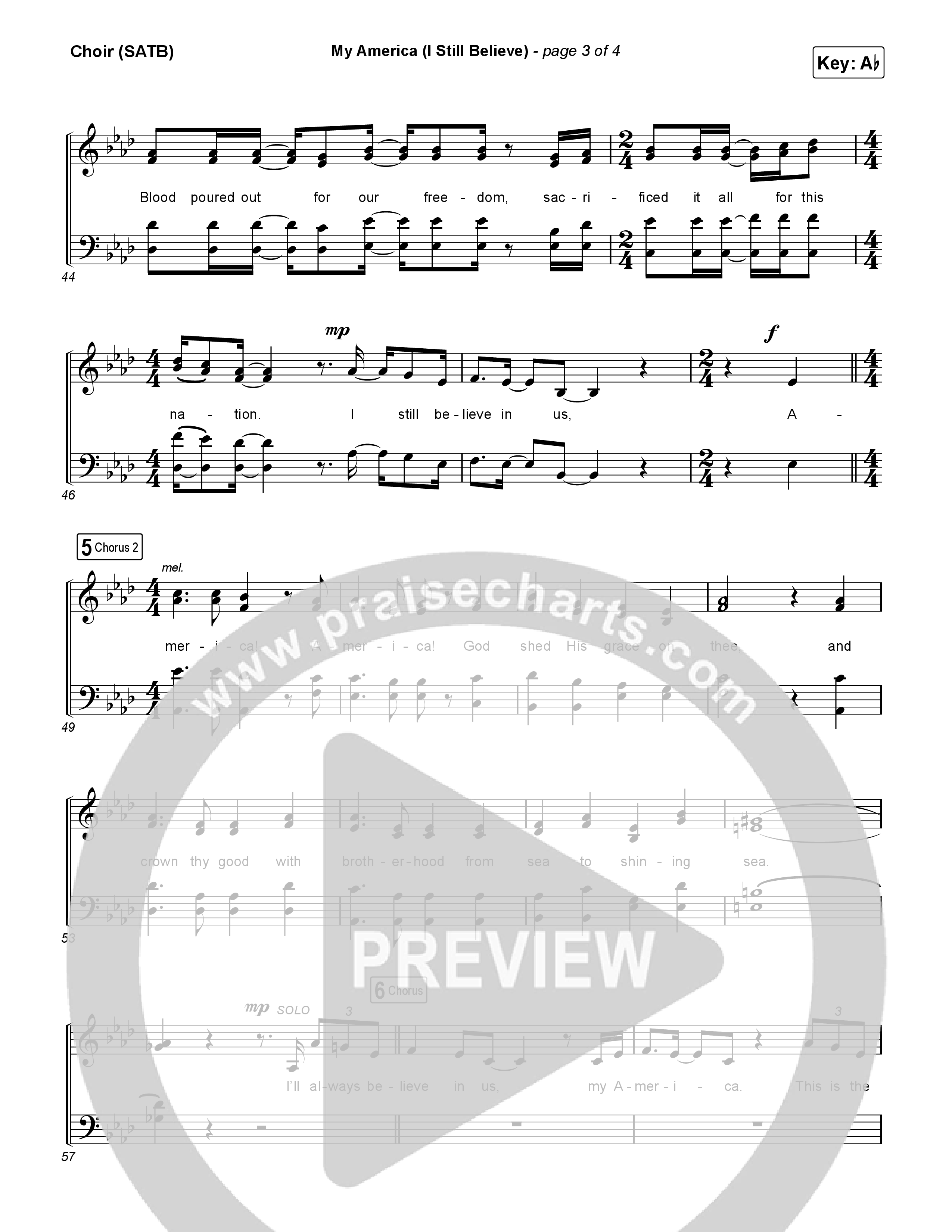 My America (I Still Believe) Choir Sheet (SATB) (Danny Gokey)