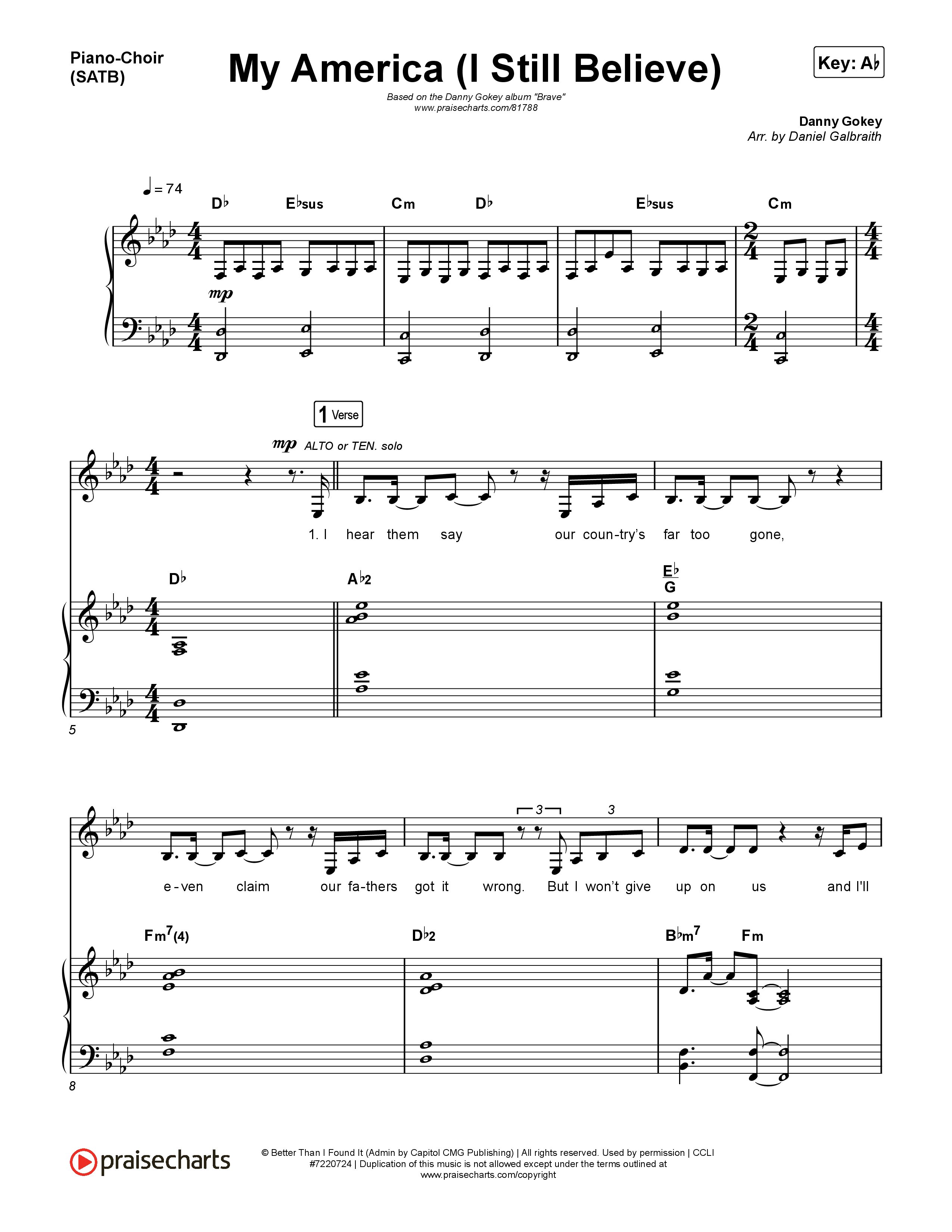 My America (I Still Believe) Piano/Vocal Pack (Danny Gokey)