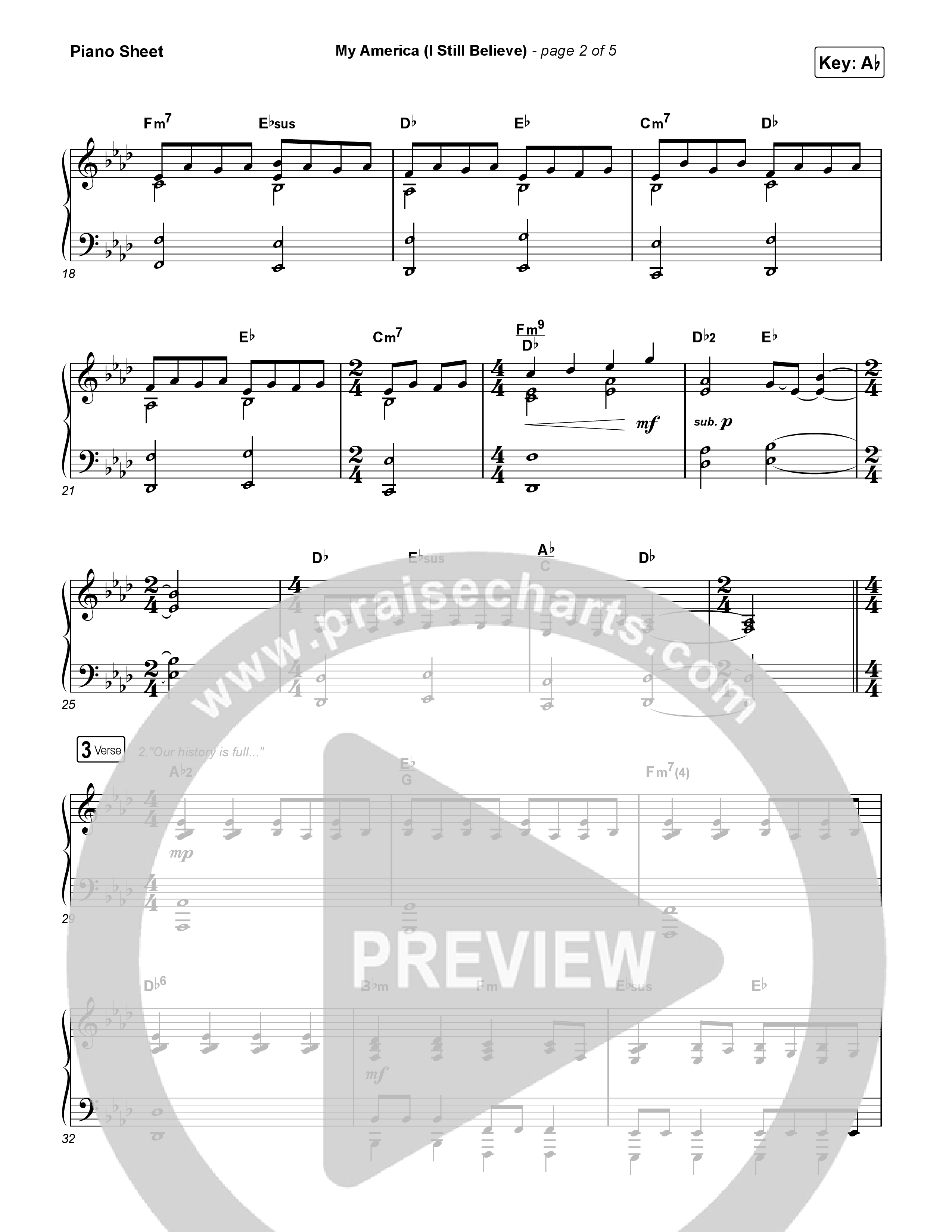 My America (I Still Believe) Piano Sheet (Danny Gokey)