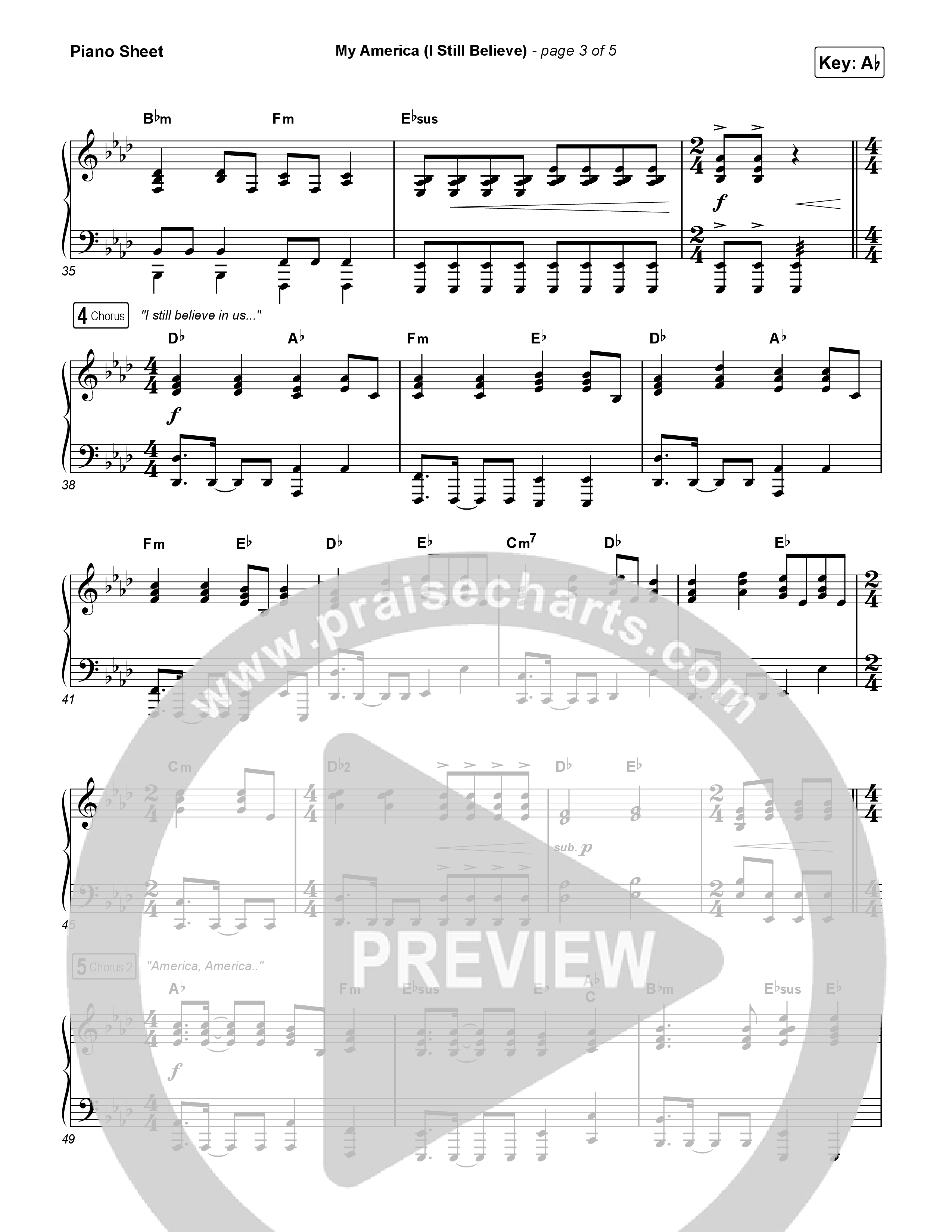 My America (I Still Believe) Piano Sheet (Danny Gokey)