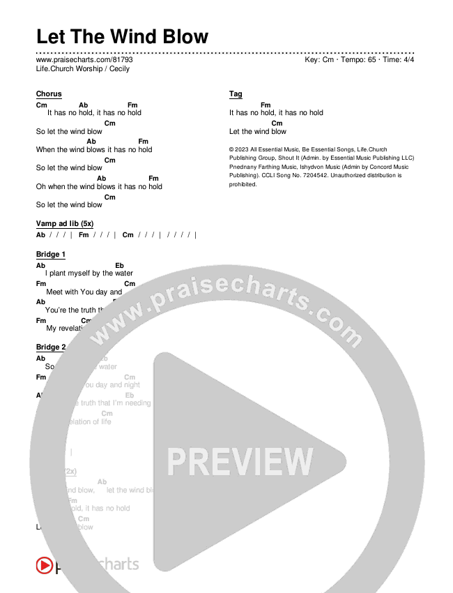 Let The Wind Blow Chords & Lyrics (Life.Church Worship / Cecily)