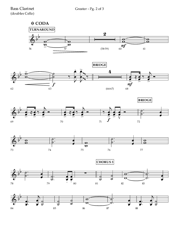 Greater (Choral Anthem SATB) Bass Clarinet (Lifeway Choral / Arr. Craig Adams / Arr. Ken Barker / Orch. Danny Zaloudik)